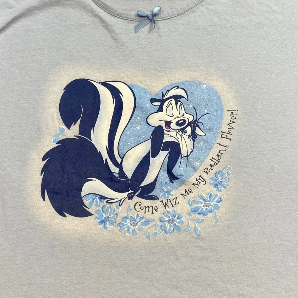 Looney Tunes Pepe Le Pew Nightgown Sz L/XL Women Blue Y2K 2002 Cartoon Sleepwear